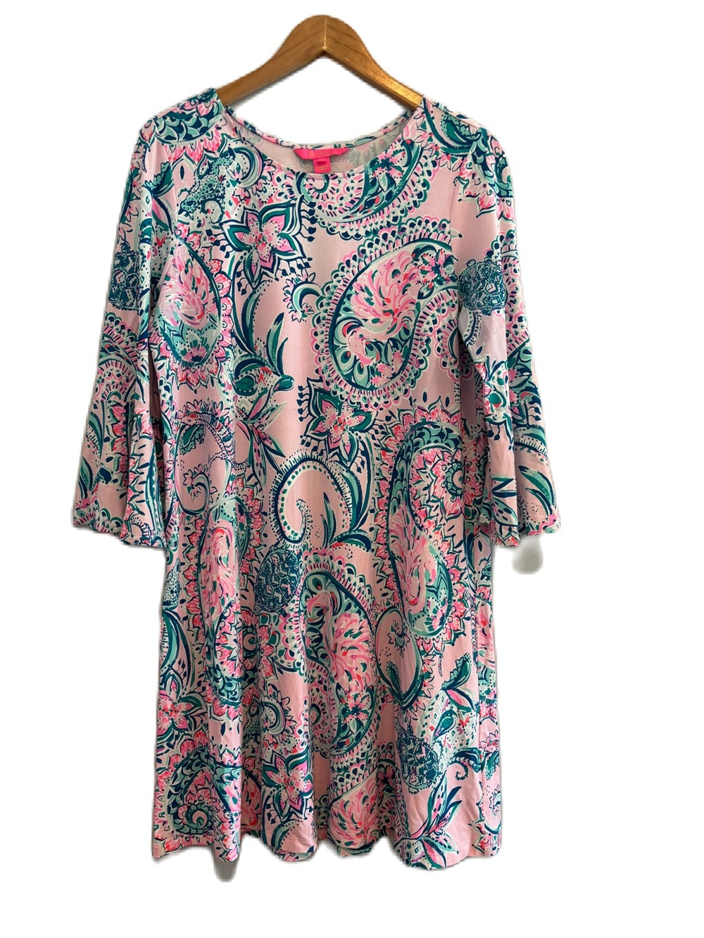 Lilly Pulitzer Ophelia Pink & Green Paisley Dress Size L